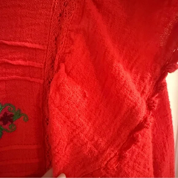 Free People Amy Red Floral Embroidered Cottagecore Top - Picture 8 of 11